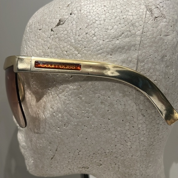 Original COURREGES 7853 Wraparound 1980’s Goldtone Half Frame Shield Sunglasses main image 9